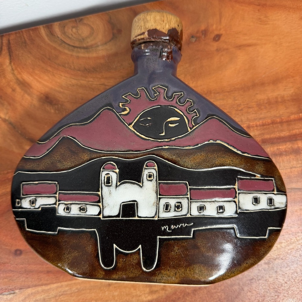 Mara Mexico Ceramic Decorative Bottle Maru‎ Sun Village Design Cork Stopper